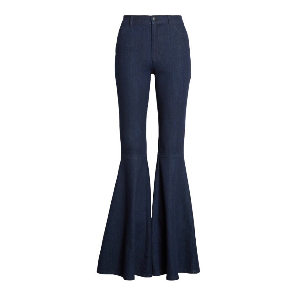 Haute Hippie Fit & Flare Bell Bottom Jeans in Dark Denim Wash - NEW